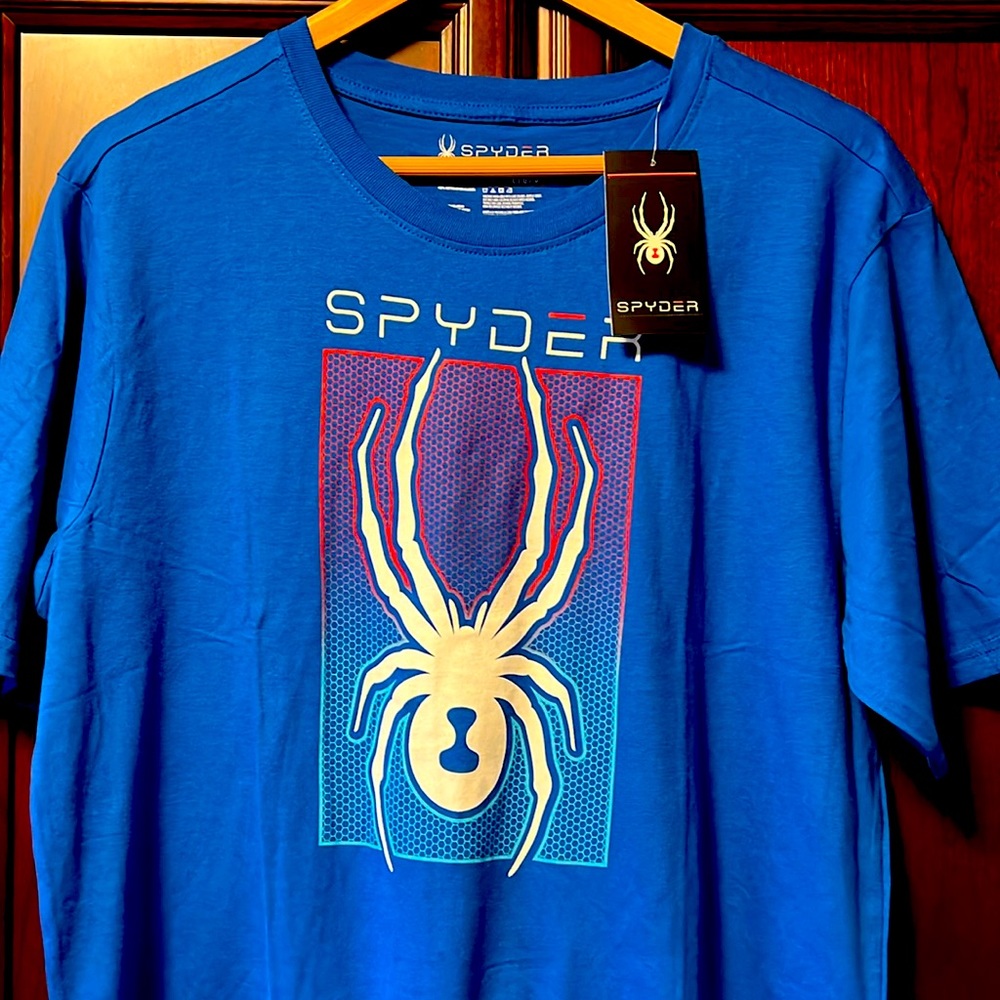 Brand New Spyder Royal Blue Custom Designed Classic Luxury Tee Shirt 100% Cotton